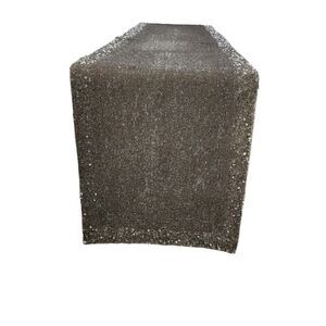 Tahari Home Luxury Heavy Sequins Table Runner Silver